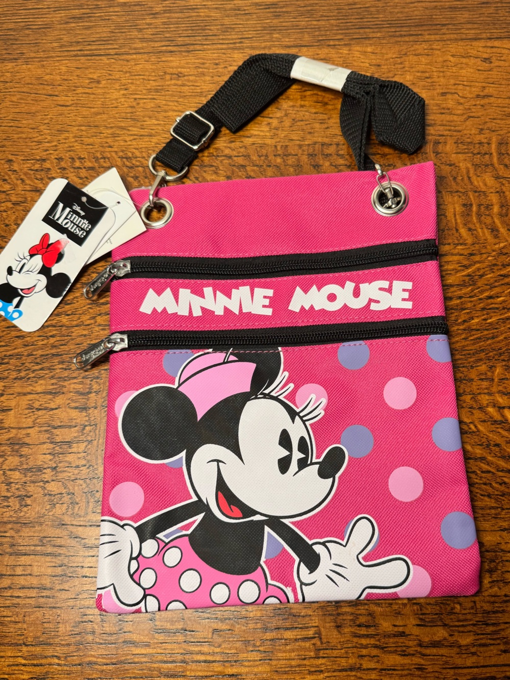 NWT Disney Minnie Mouse Pink Polka Dot Passport Crossbody Bag